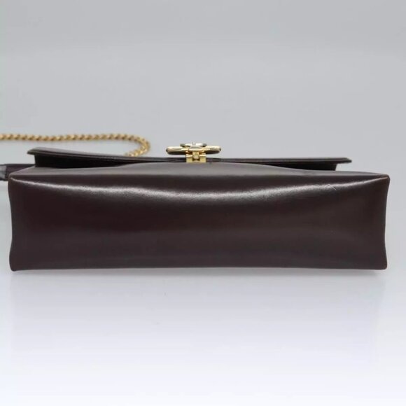GUCCI Chain Shoulder Bag Leather Brown Gold Auth ep7469 - Picture 7 of 16
